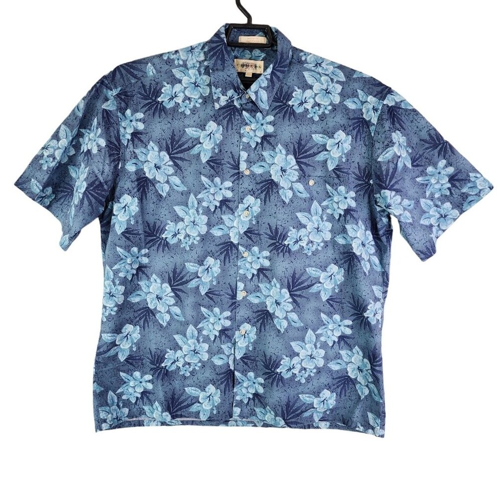 Mens Campia Moda Shirt Blue Floral Hawaiian Button Down Short Sleeve Size XL